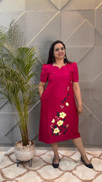 Hot Pink Hand Painted Dress