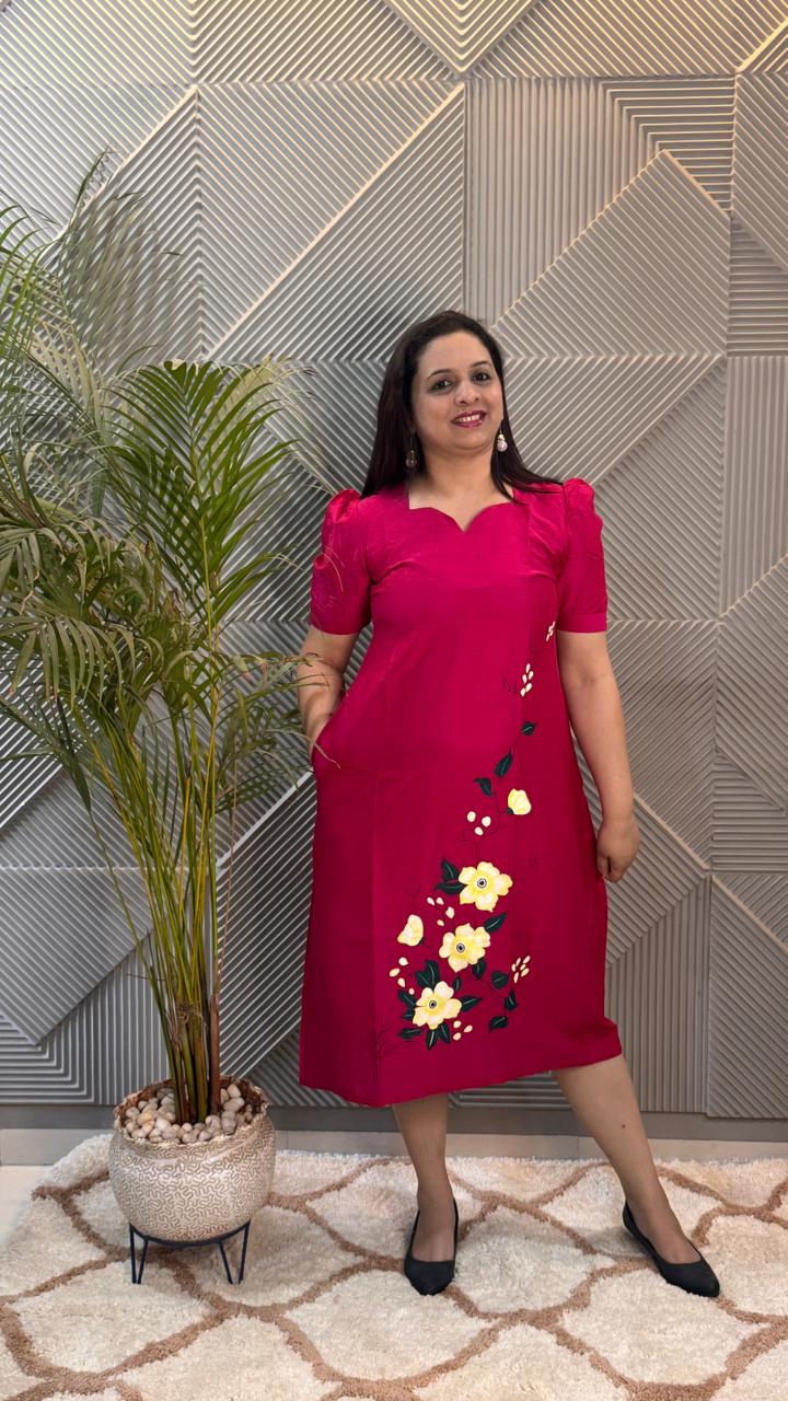 Hot Pink Hand Painted Dress