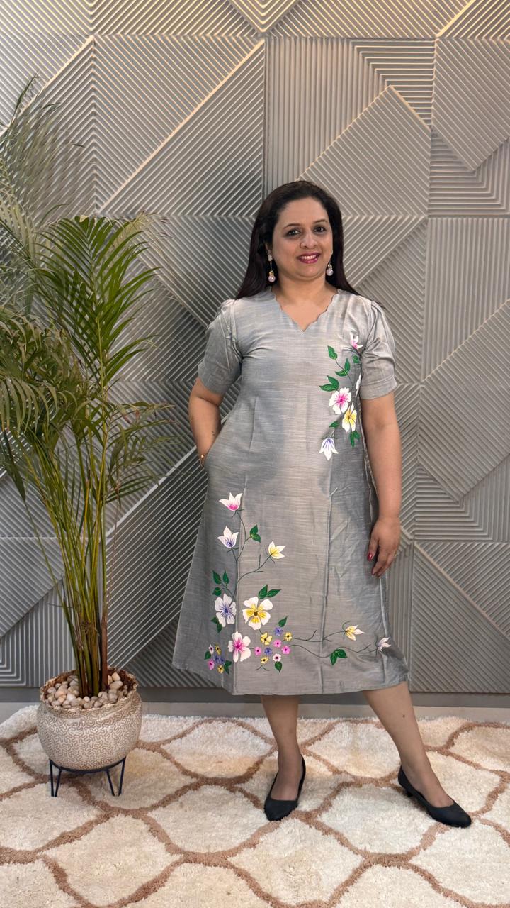 Grey Hand Painted Dress