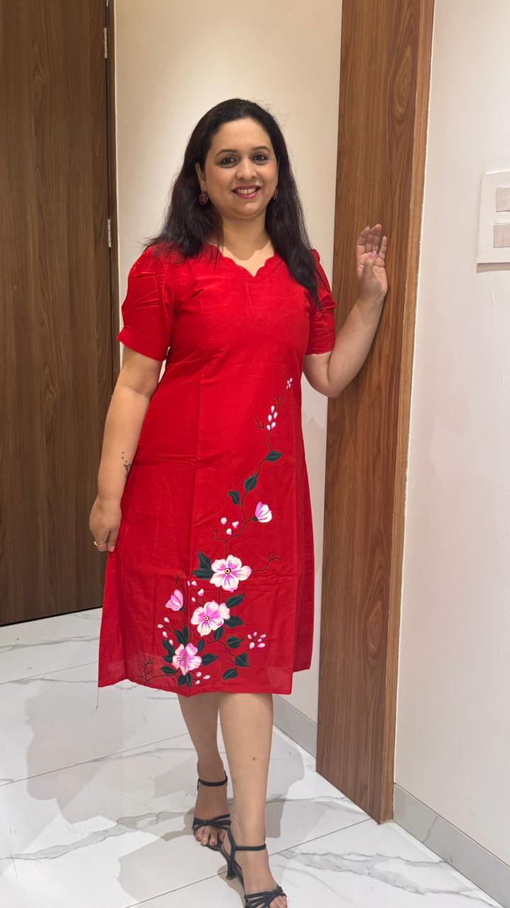 Red Hand Painted Dress