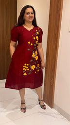 Maroon Hand Painted Dress