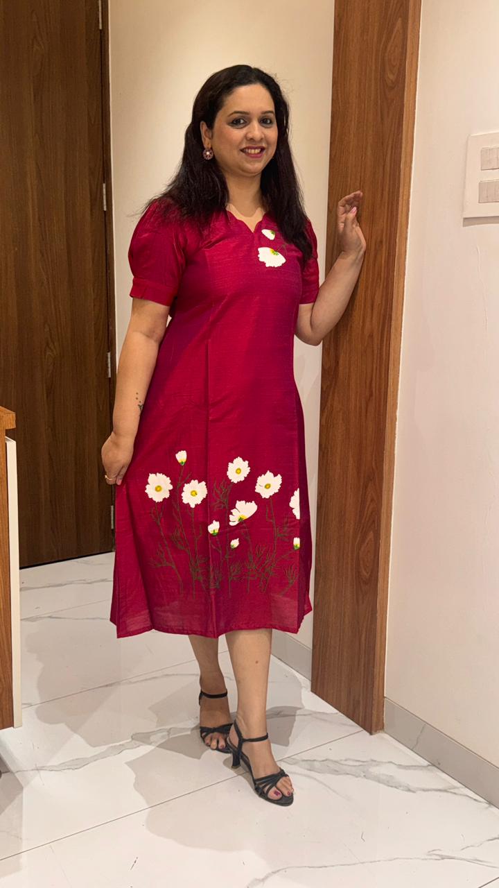 Red Pink Hand Painted Dress