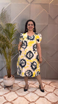 Yellow Black Shibori Dress
