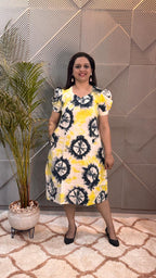 Yellow Black Shibori Dress