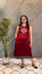 Maroon Mashru Dress