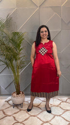 Red Mashru Dress