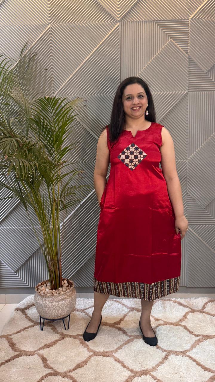 Red Mashru Dress