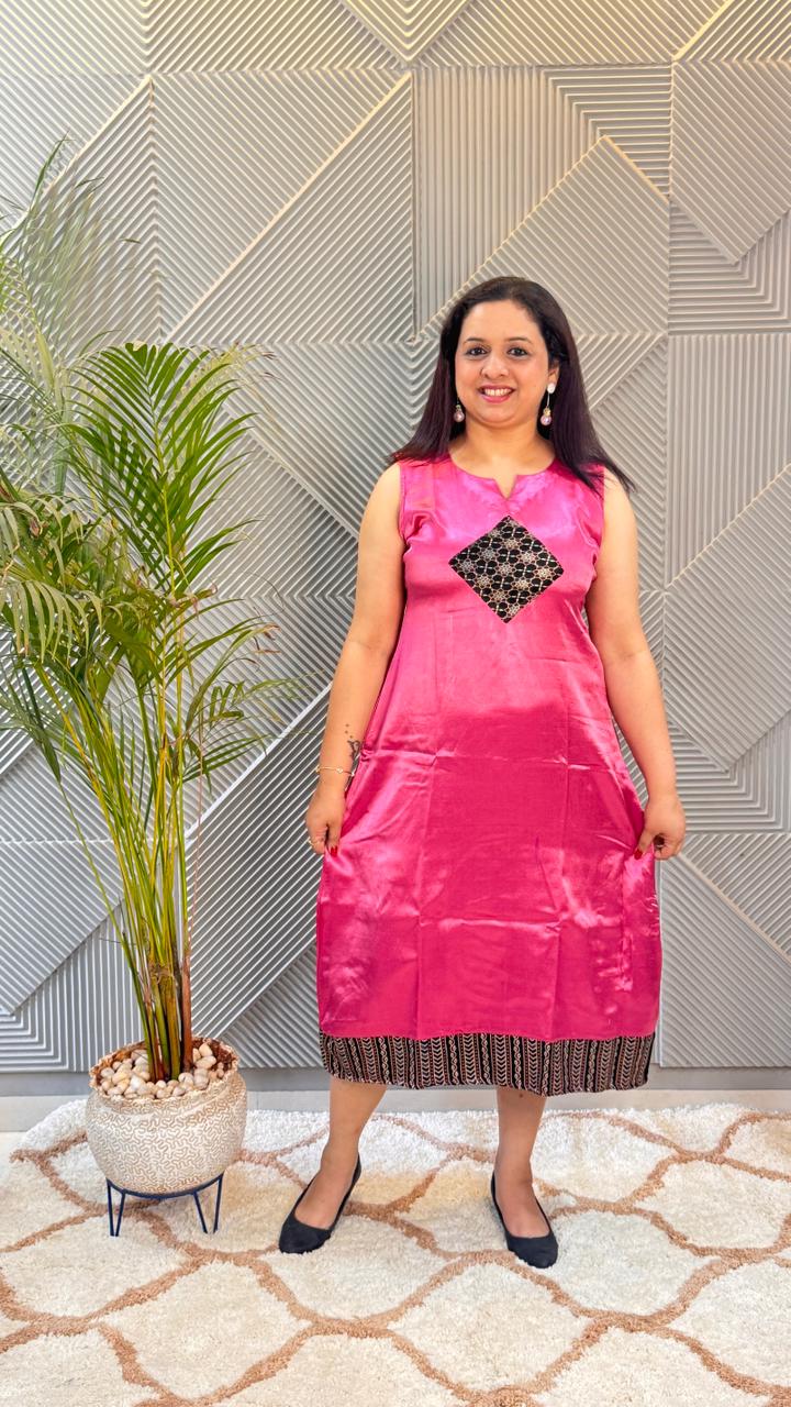 Baby Pink Mashru Dress