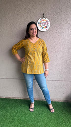 Short Top - Ajrak Yellow