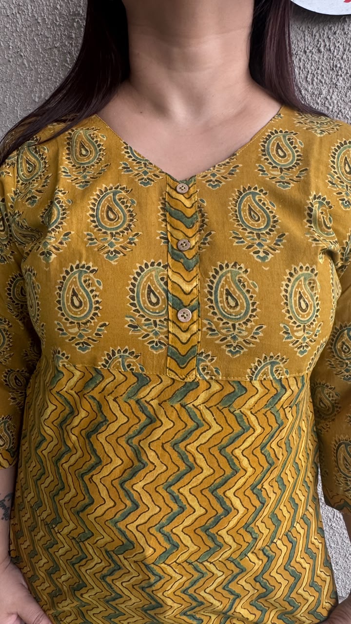 Mustard Ajrak Short Top