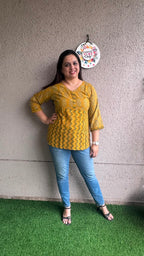 Mustard Ajrak Short Top