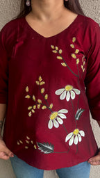 Maroon Hand Painted Short Top