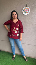 Maroon Hand Painted Short Top