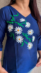 Navy Blue Hand Painted