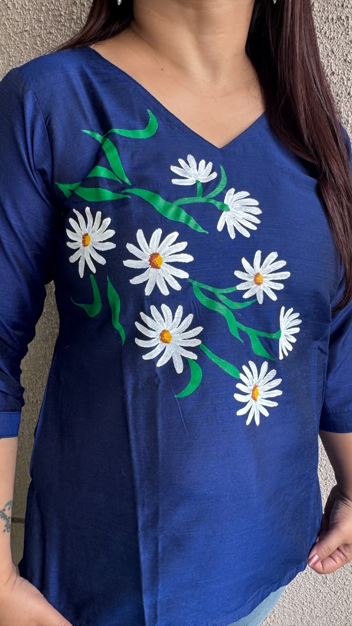 Navy Blue Hand Painted