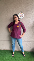 Maroon Hand Painted
