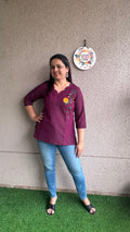 Maroon Hand Painted