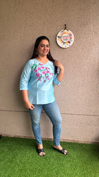Light Blue Hand Painted