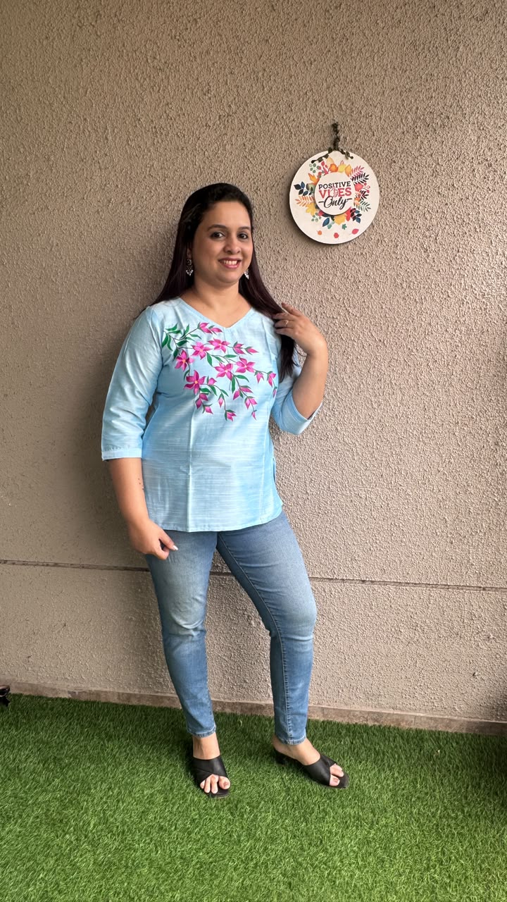 Light Blue Hand Painted