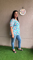 Blue Linen Short Top