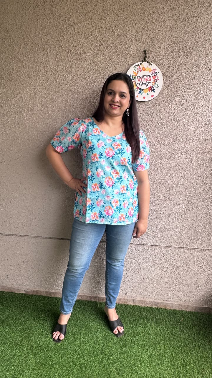 Blue Linen Short Top