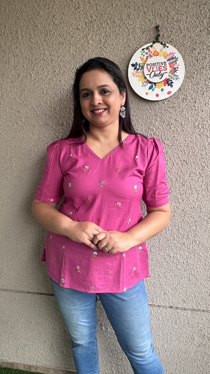 Embroidered Slub Cotton - Pink