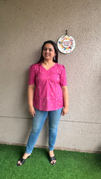 Embroidered Slub Cotton - Pink