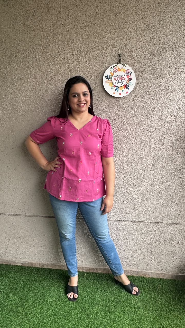 Embroidered Slub Cotton - Pink
