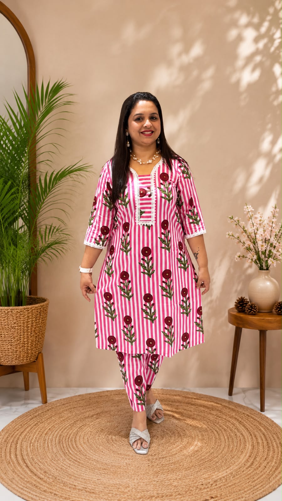 Pink Brown Cord Set