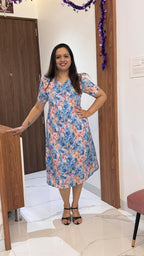 Blue Floral Hakoba Dress