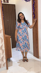 Blue Floral Hakoba Dress