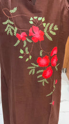Brown Hand Painted Silk Dress
