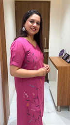 Pink Hand Painted Silk Dress