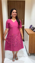 Pink Hand Painted Silk Dress