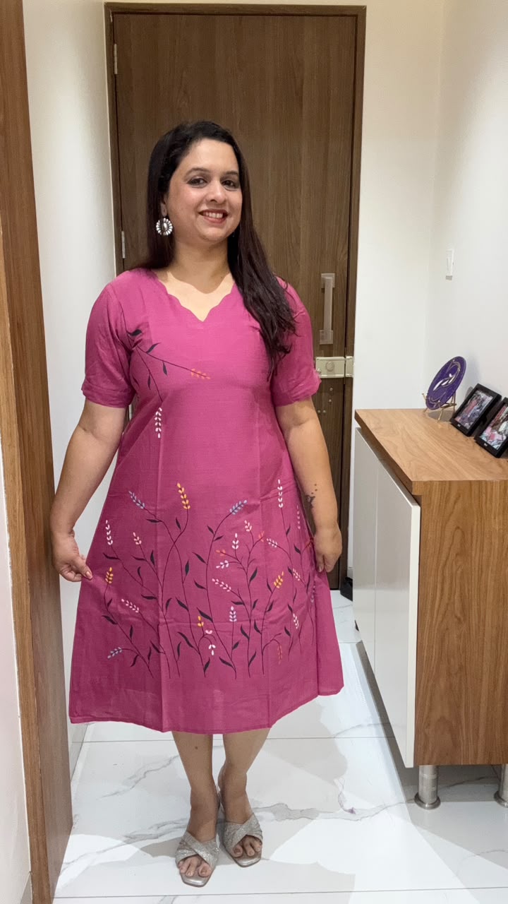 Pink Hand Painted Silk Dress