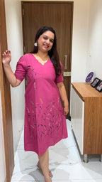 Pink Hand Painted Silk Dress