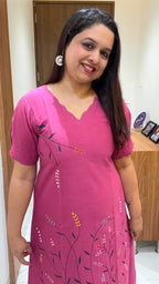 Pink Hand Painted Silk Dress