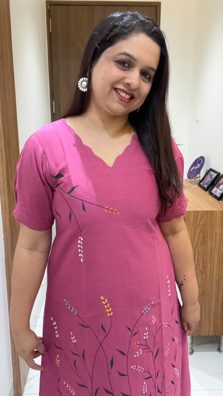Pink Hand Painted Silk Dress
