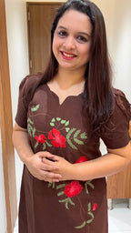 Brown Hand Painted Silk Dress