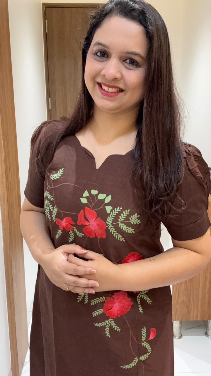 Brown Hand Painted Silk Dress