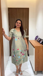 Grey 1 Hand Painted Silk Dress