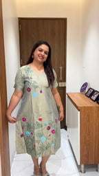 Grey 1 Hand Painted Silk Dress