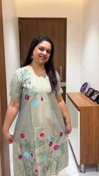 Grey 1 Hand Painted Silk Dress
