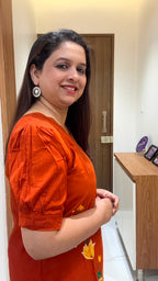 Orange Hand Painted silk dress