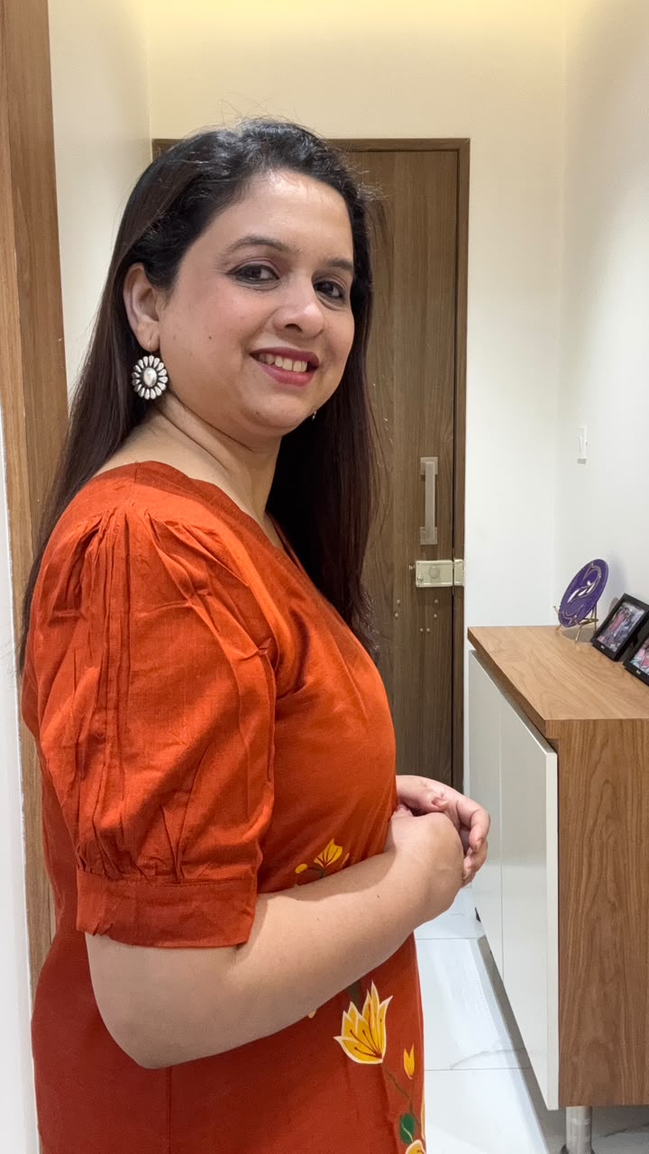 Orange Hand Painted silk dress