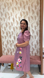 Onion Pink Handpainted Silk Dress