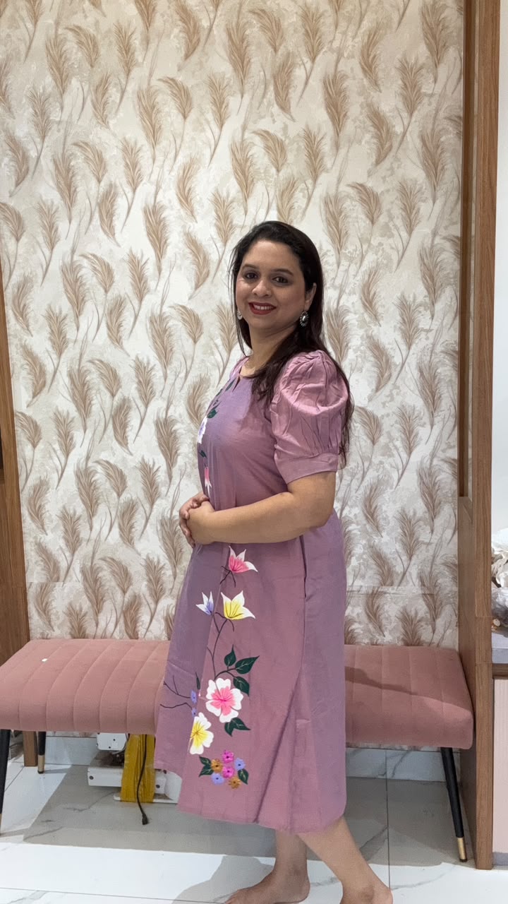 Onion Pink Handpainted Silk Dress