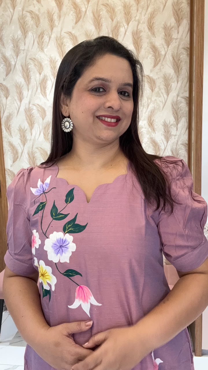 Onion Pink Handpainted Silk Dress