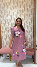 Onion Pink Handpainted Silk Dress