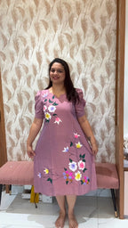 Onion Pink Handpainted Silk Dress